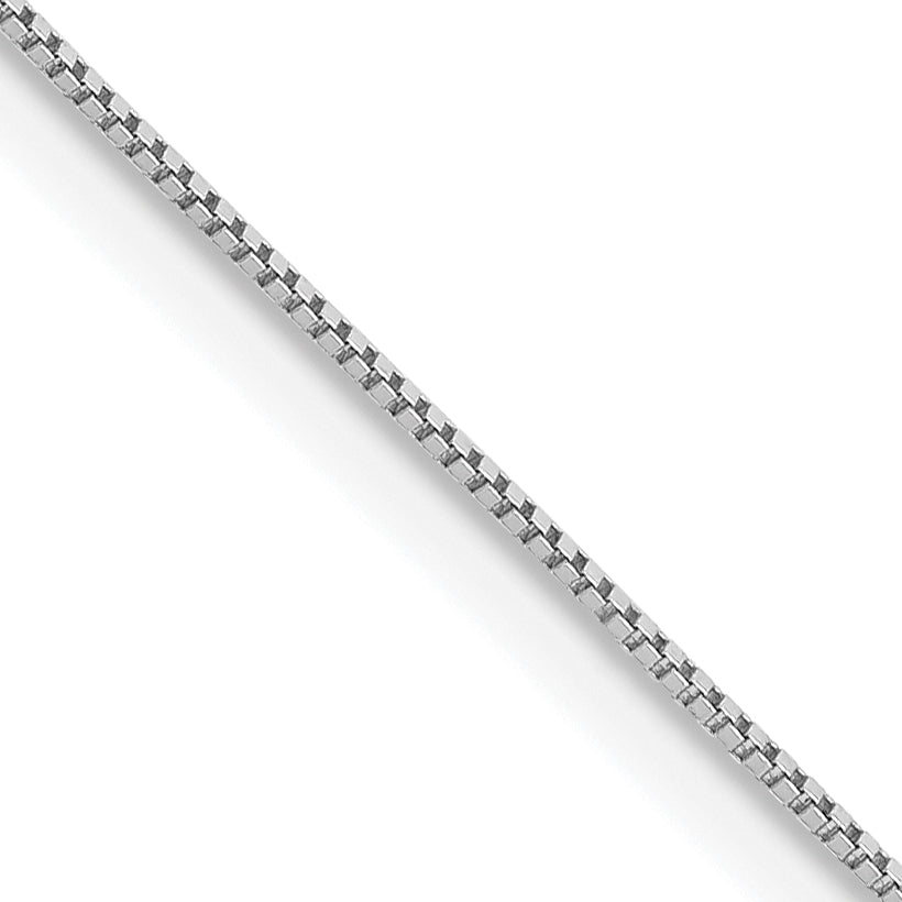 14k White Gold Carded .5mm Box Chain