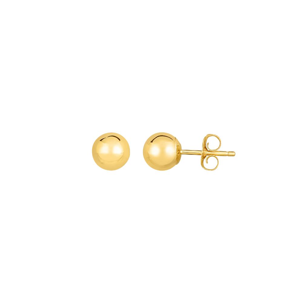 14K Gold Polished 6mm Post Earring