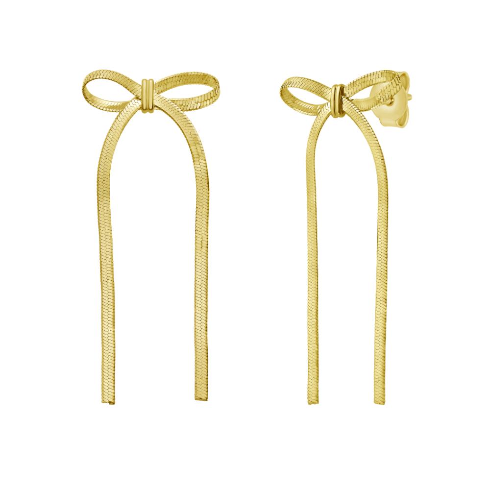Silver Plated Snake Chain Bow Earrings