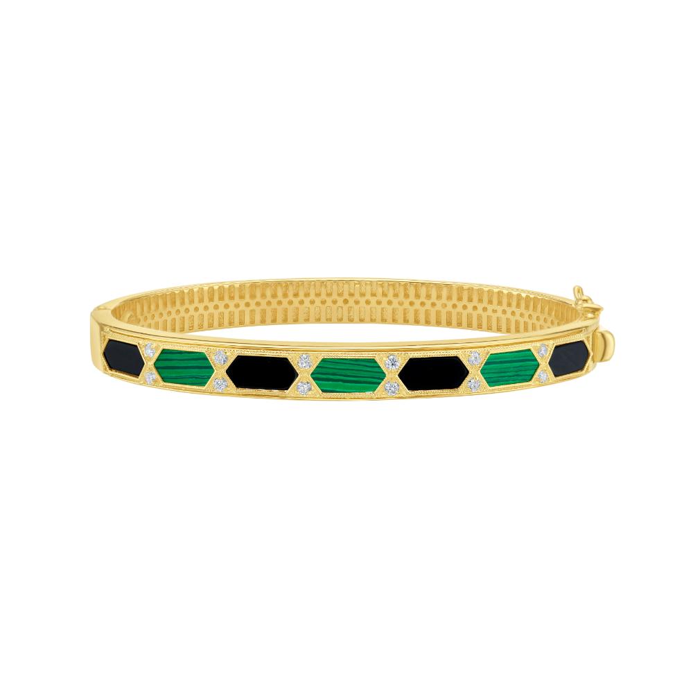 14K Black & Green Art Deco Hexagon Bracelet