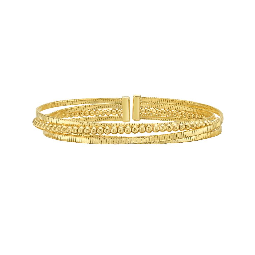 14K Beaded Omega Layered Cuff