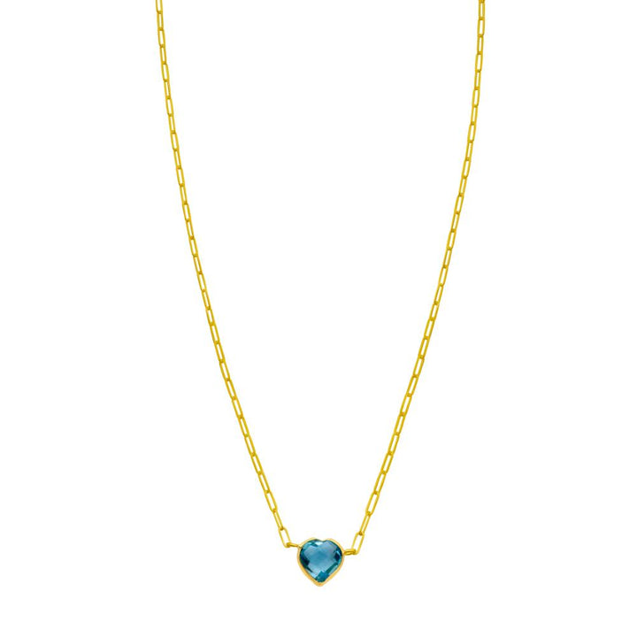 14K Blue Topaz Heart Necklace