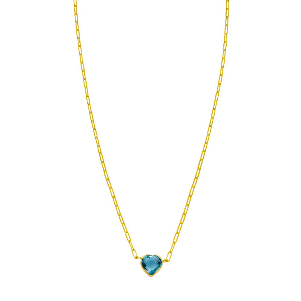 14K Blue Topaz Heart Necklace