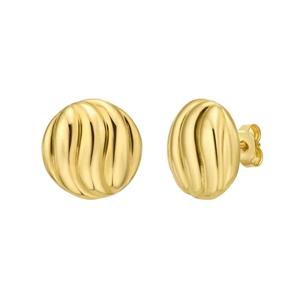 14K Swirl Button Earrings