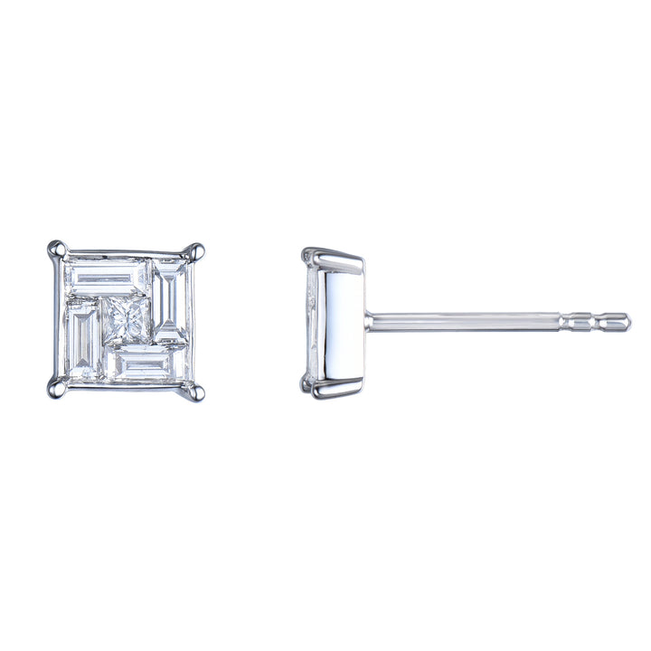 Novell Global - Diamond Earrings with Baguette Clusters and Princess Cuts