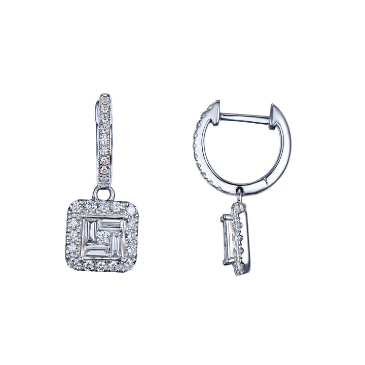 Novell Global - Diamond Drop Hoop Earrings (0.90CTW - 14KT)