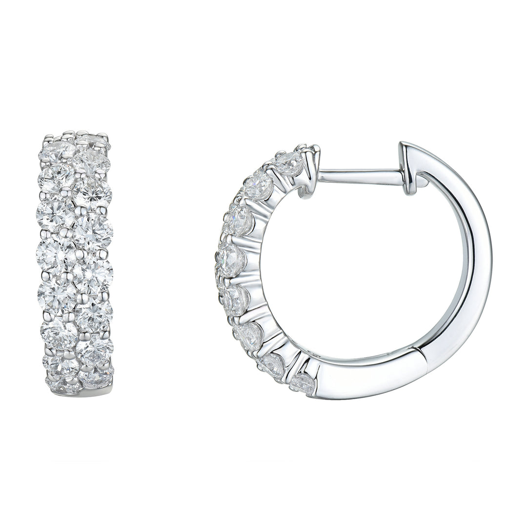 Novell Global - Two Row Diamond Hoop Earrings (1.75 CTW -14KT)