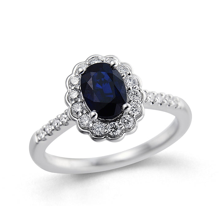 Novell Global - Blue Sapphire and Diamond Engagement Ring (Semi-mount)