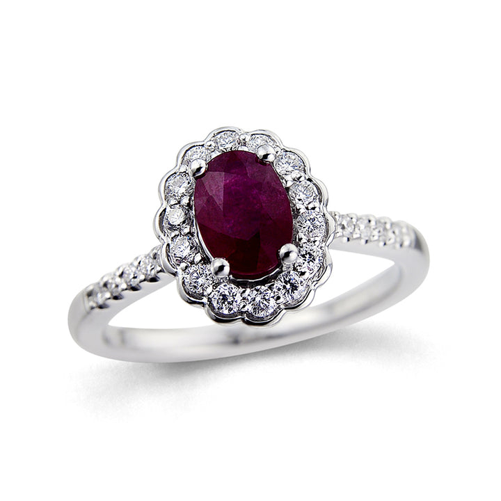 Novell Global - Ruby and Diamond Engagement Ring (Semi-mount)