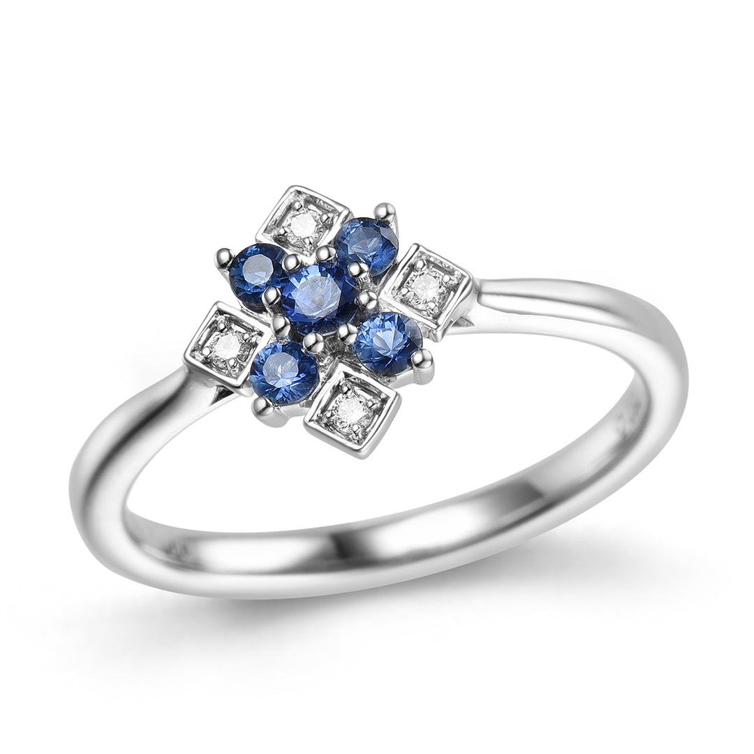 Novell Global - Blue Sapphire and Diamond Engagement Ring (Semi-mount)