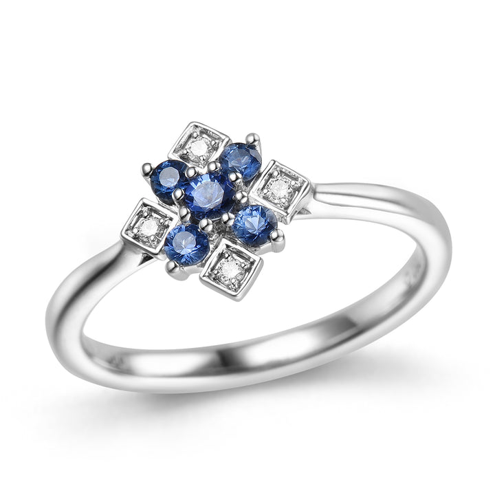 Novell Global - Blue Sapphire and Diamond Engagement Ring (Semi-mount)