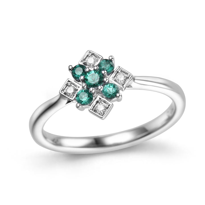 Novell Global - Emerald and Diamond Engagement Ring (Semi-mount)