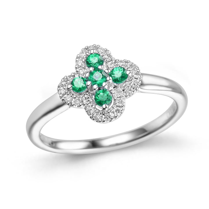 Novell Global - Emerald and Diamond Engagement Ring (Semi-mount)