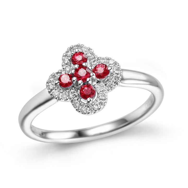 Novell Global - Ruby and Diamond Engagement Ring (Semi-mount)