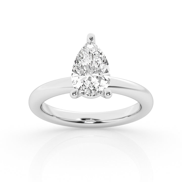 14K White Gold 1ct Pear Lab Diamond Solitaire Ring