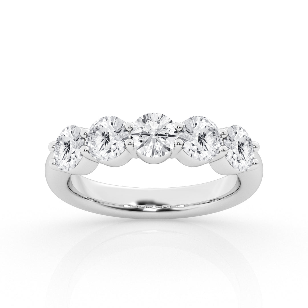 14K White Gold 2.0 ct Lab Diamond 5-Stone Engagement Ring