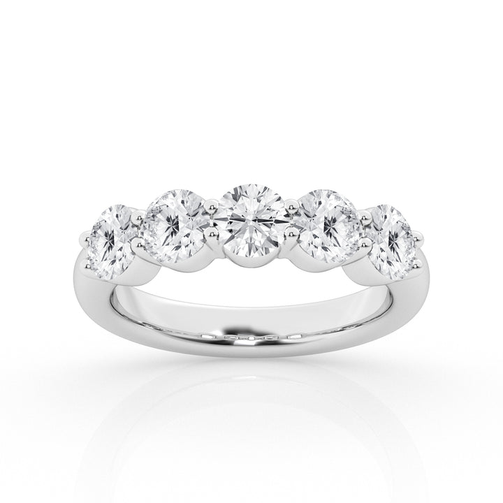 14K White Gold 2.0 ct Lab Diamond 5-Stone Engagement Ring