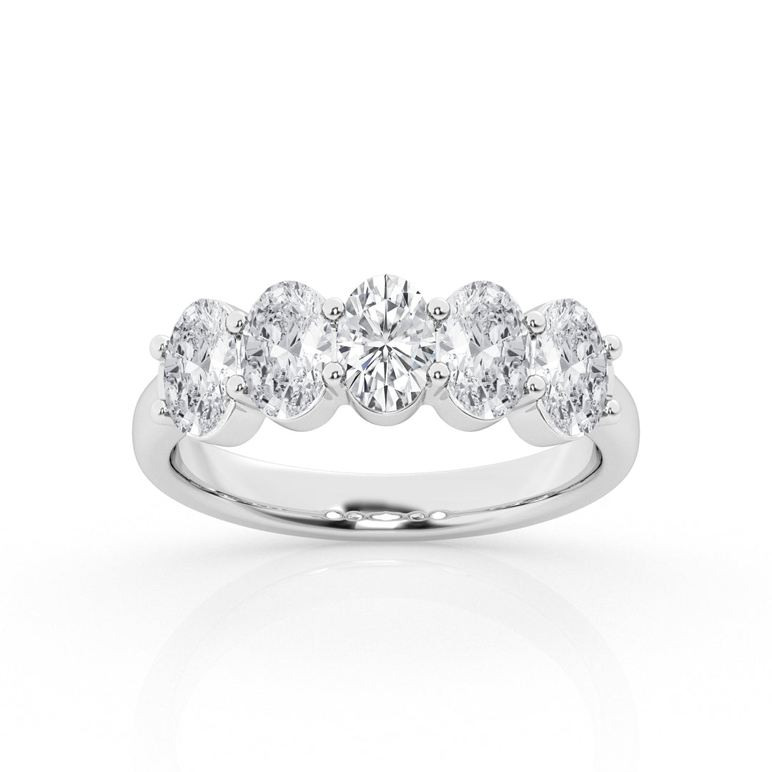 14K White Gold 2ct Lab Diamond Oval 5-Stone Engagement Ring