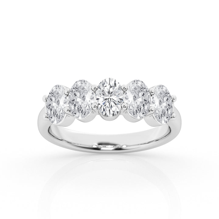 14K White Gold 2ct Lab Diamond Oval 5-Stone Engagement Ring
