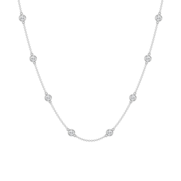 14K White Gold Lab Diamond Station Necklace - 2ctw