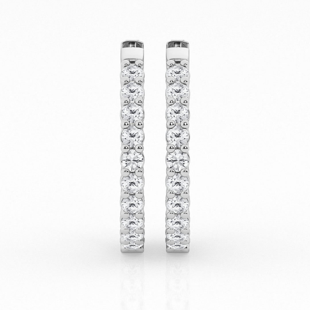 14K White Gold Lab Diamond Hoop Earrings (3.00 ctw)