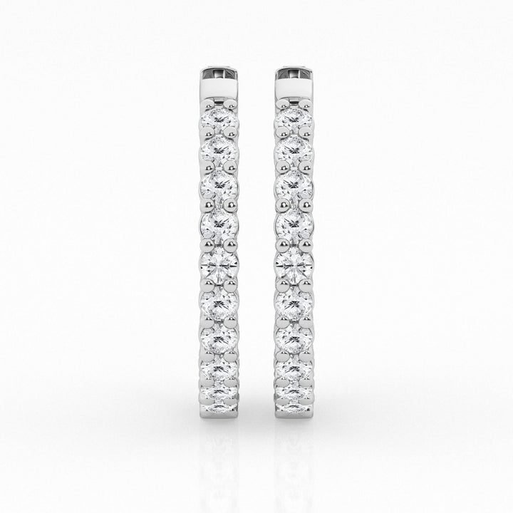 14K White Gold Lab Diamond Hoop Earrings (3.00 ctw)