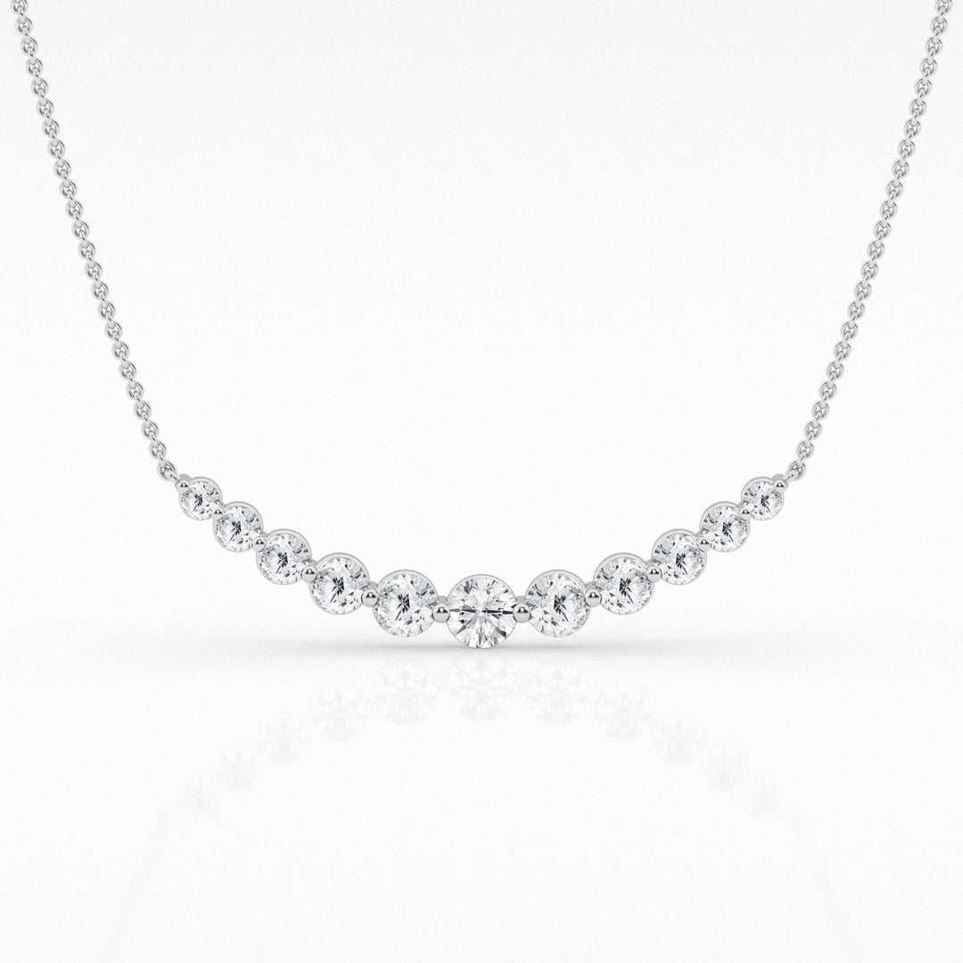 14K White Gold Lab Diamond Smile Pendant Necklace