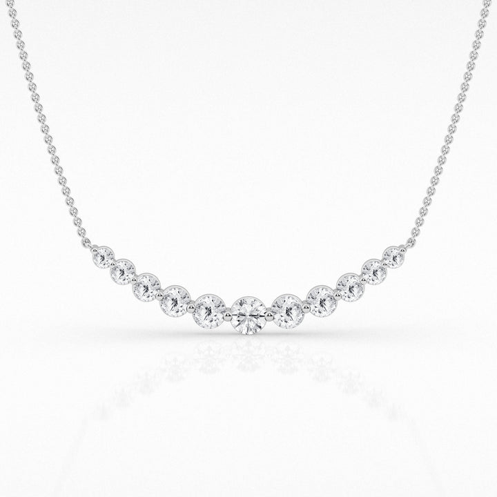 14K White Gold Lab Diamond Smile Pendant Necklace
