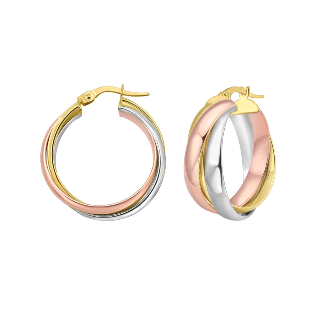 14K Trinity Woven Hoops