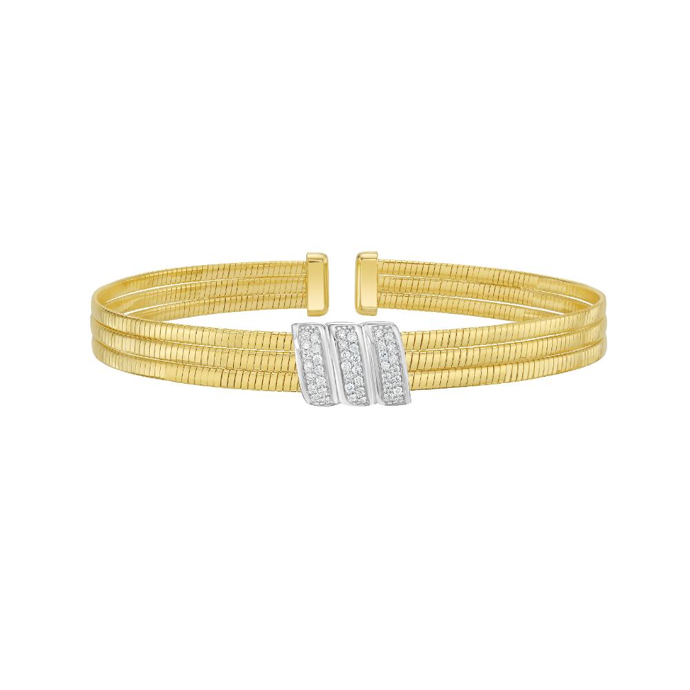 14K .21ct Diamond Omega Triple Cuff