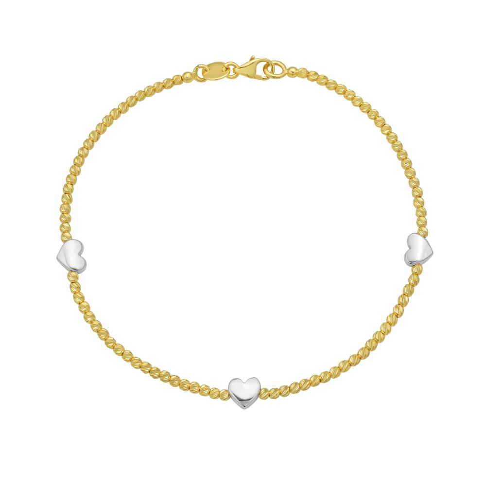 14K Heart Station Bead Bracelet