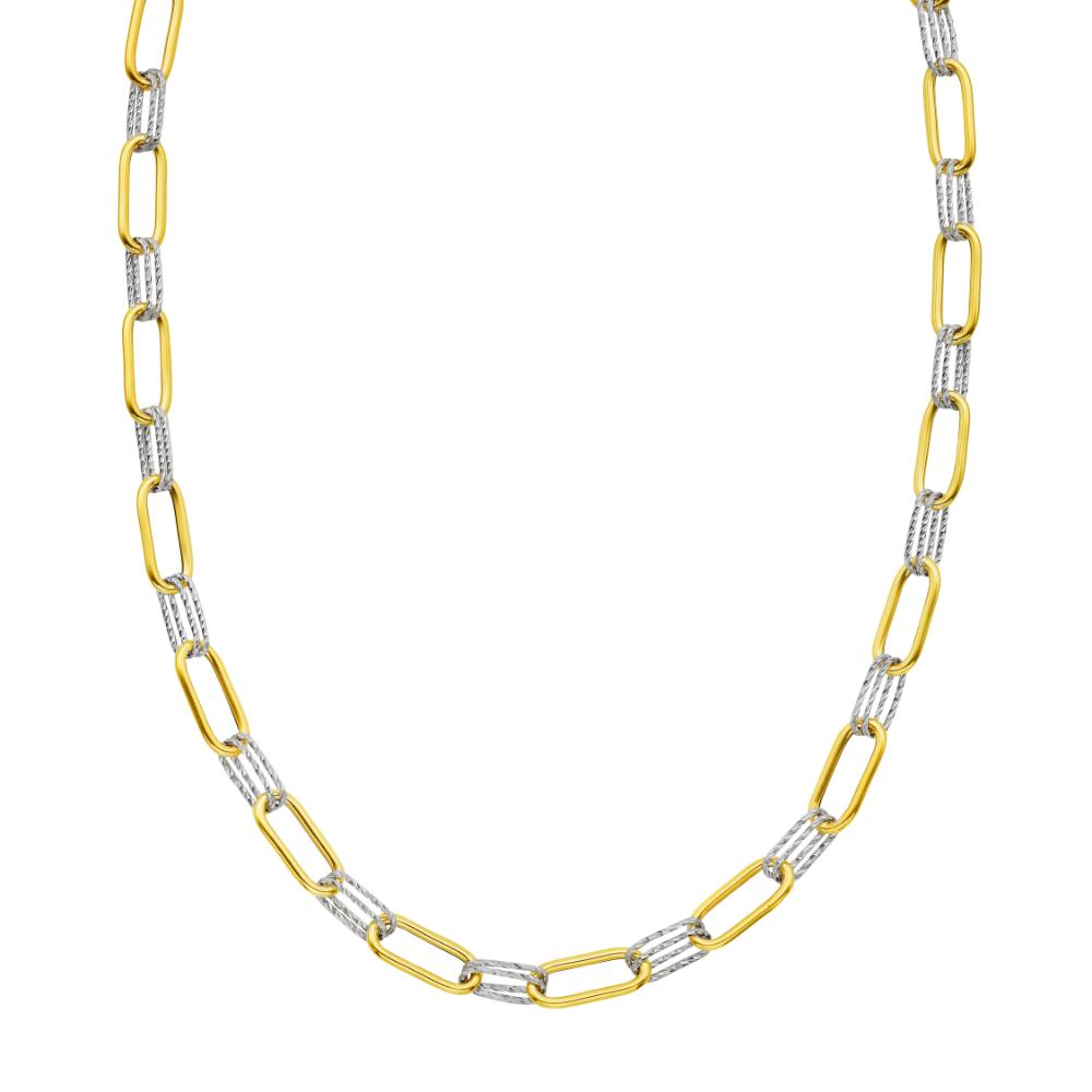 14K Two-tone Diamante Paperclip Chain