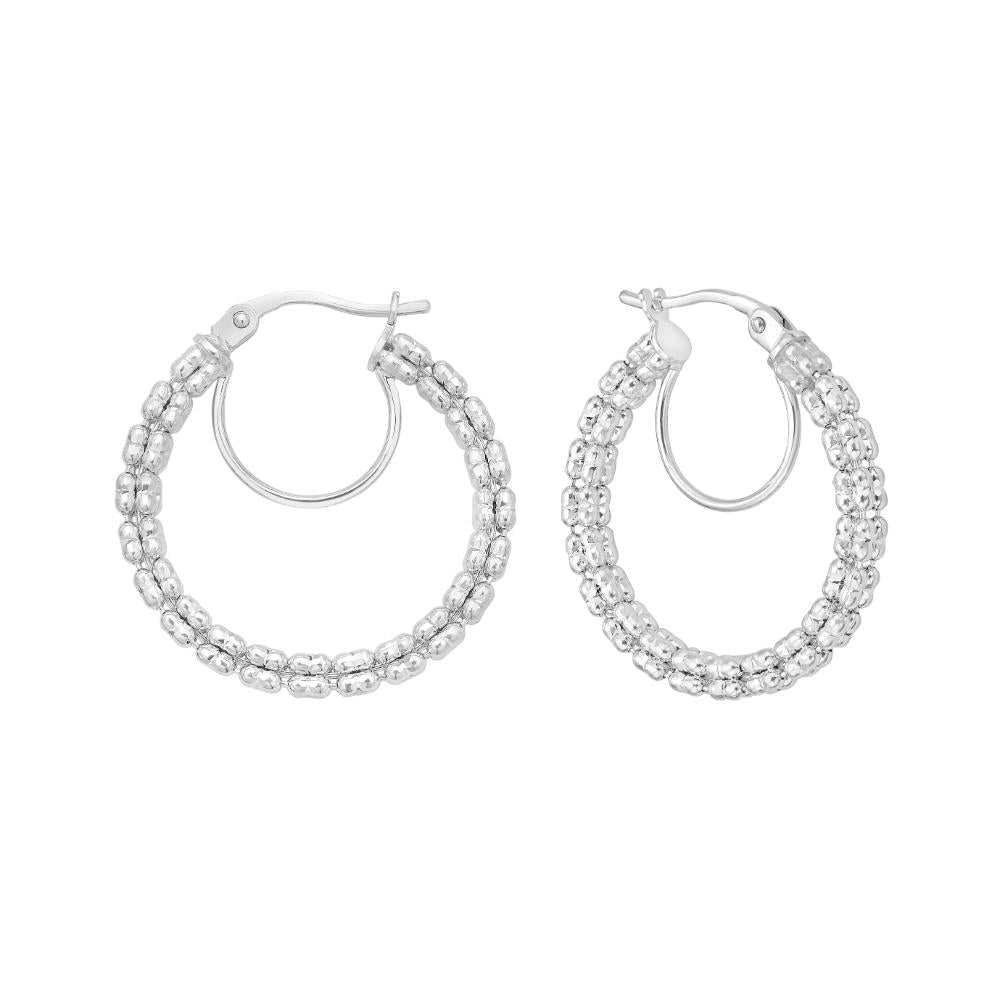 14K Ice Chain Round Hoops