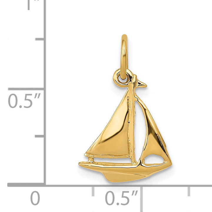 14K  3D Sailboat Charm