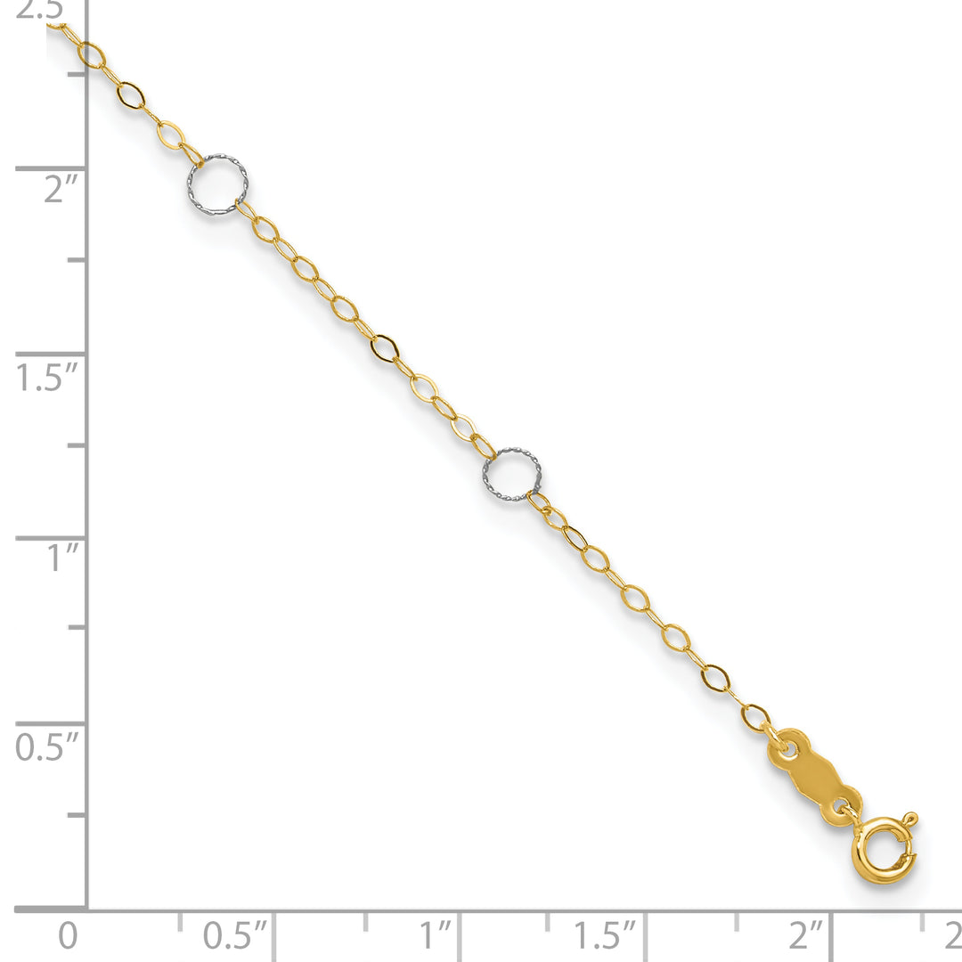 14k Two-Tone Circle 9in Plus 1in ext  Anklet