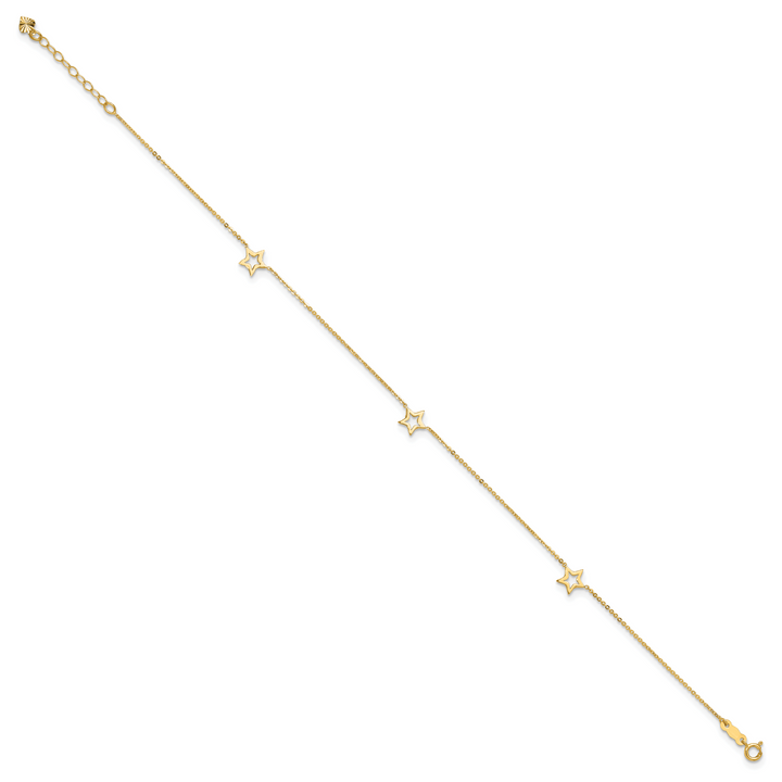 14K Adjustable Star 9in Plus 1in extension Anklet