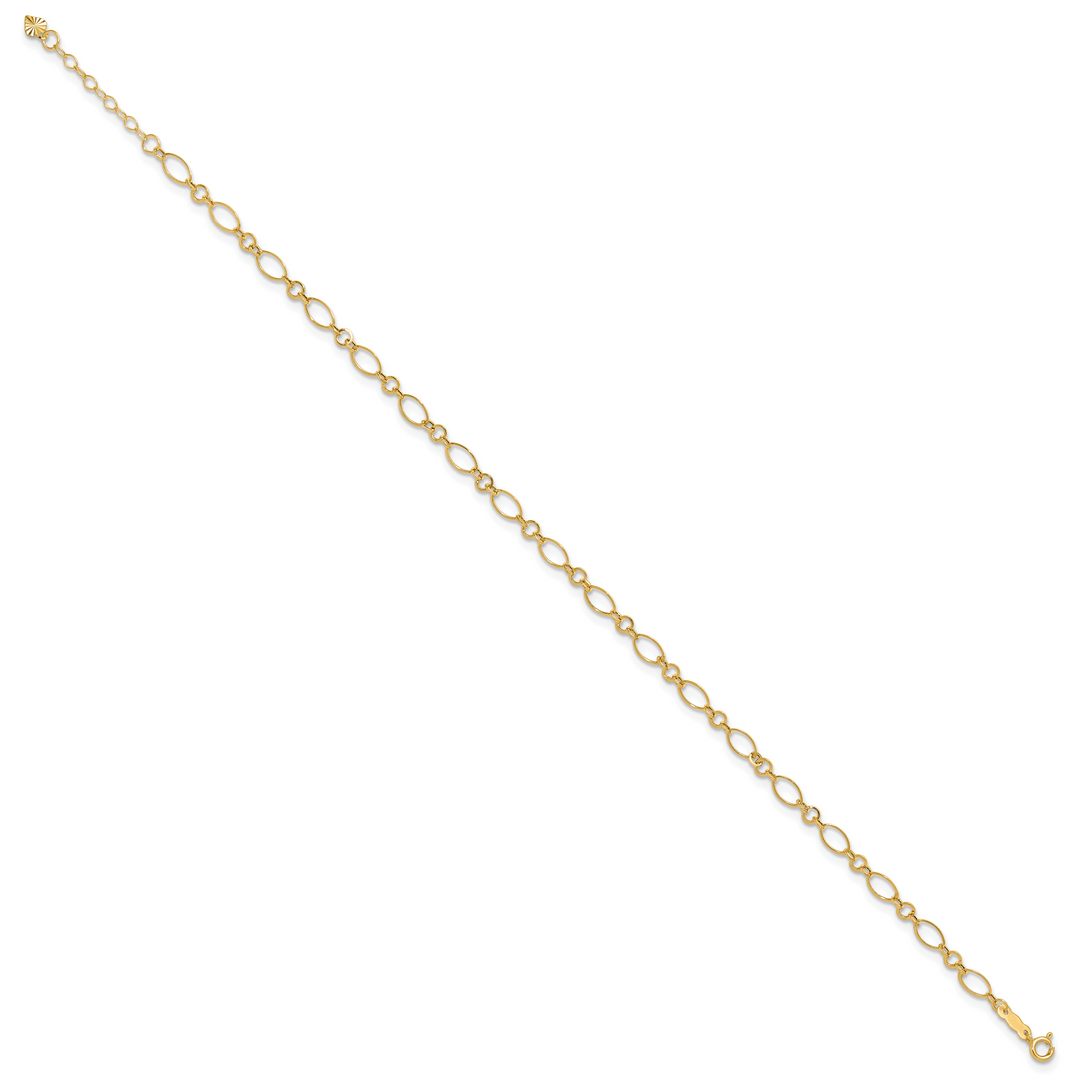14k Fancy Link 9in with 1in ext Anklet