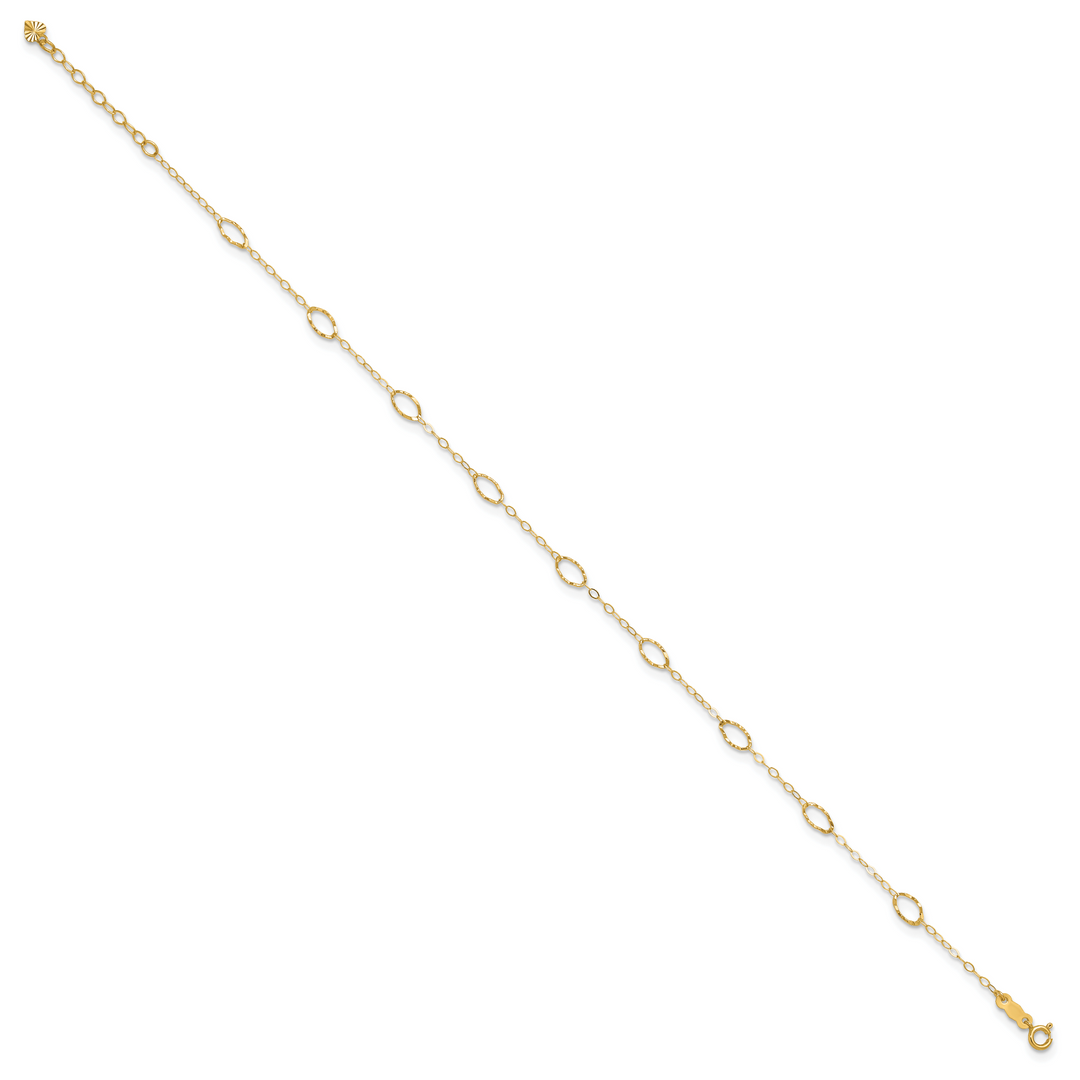 14k Oval Shapes 9in Plus 1in ext Anklet