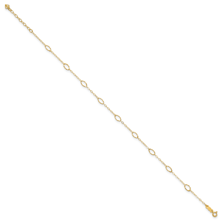 14k Oval Shapes 9in Plus 1in ext Anklet