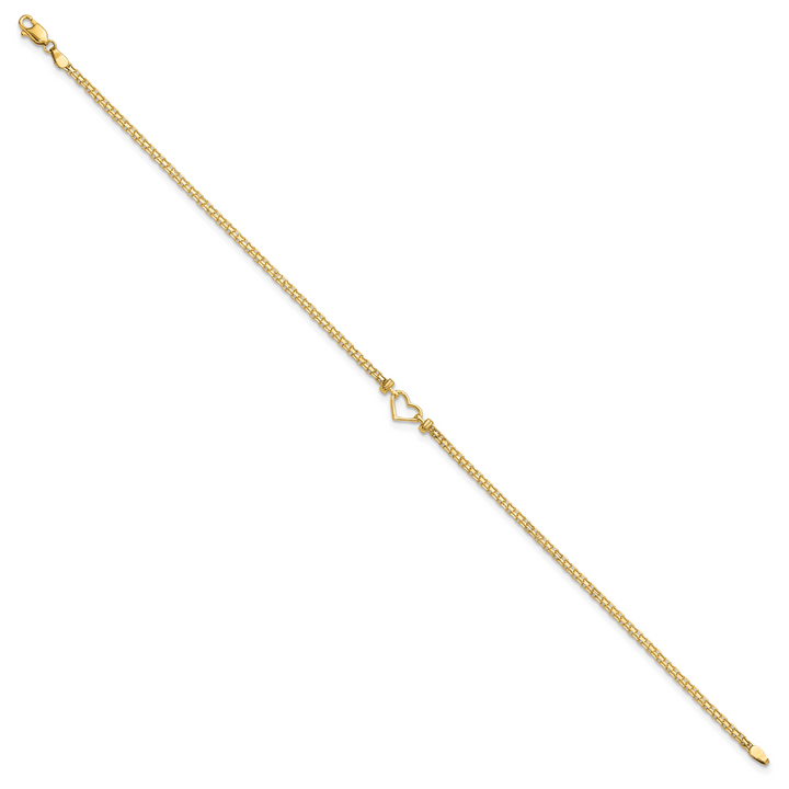 14k Fancy Heart 9inch Anklet