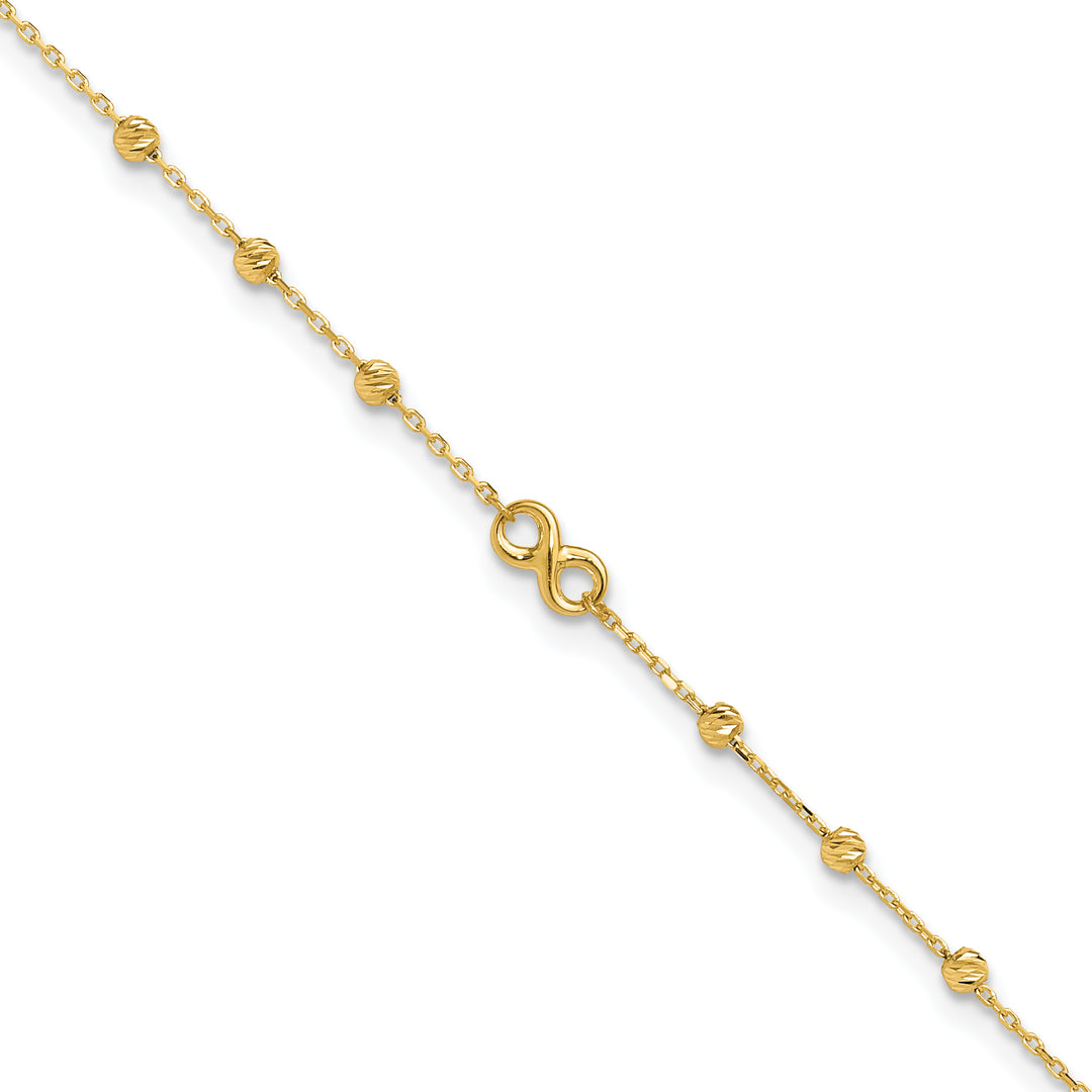 14K Infinity Symbol 10in Plus 1in ext. Anklet