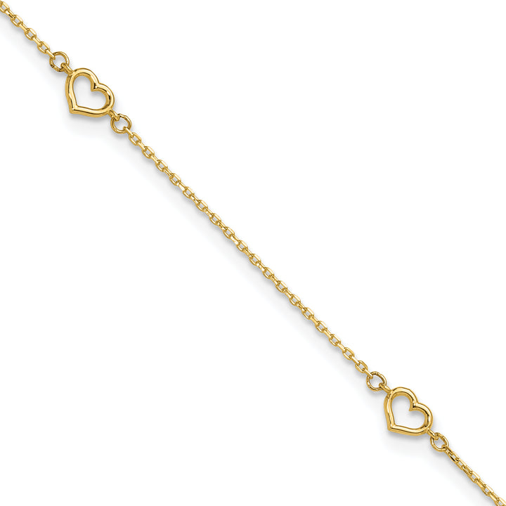 14K Heart 10in Plus 1in ext. Anklet