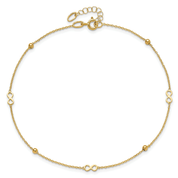 14K Polished Infinity 9in Plus 1in ext Anklet