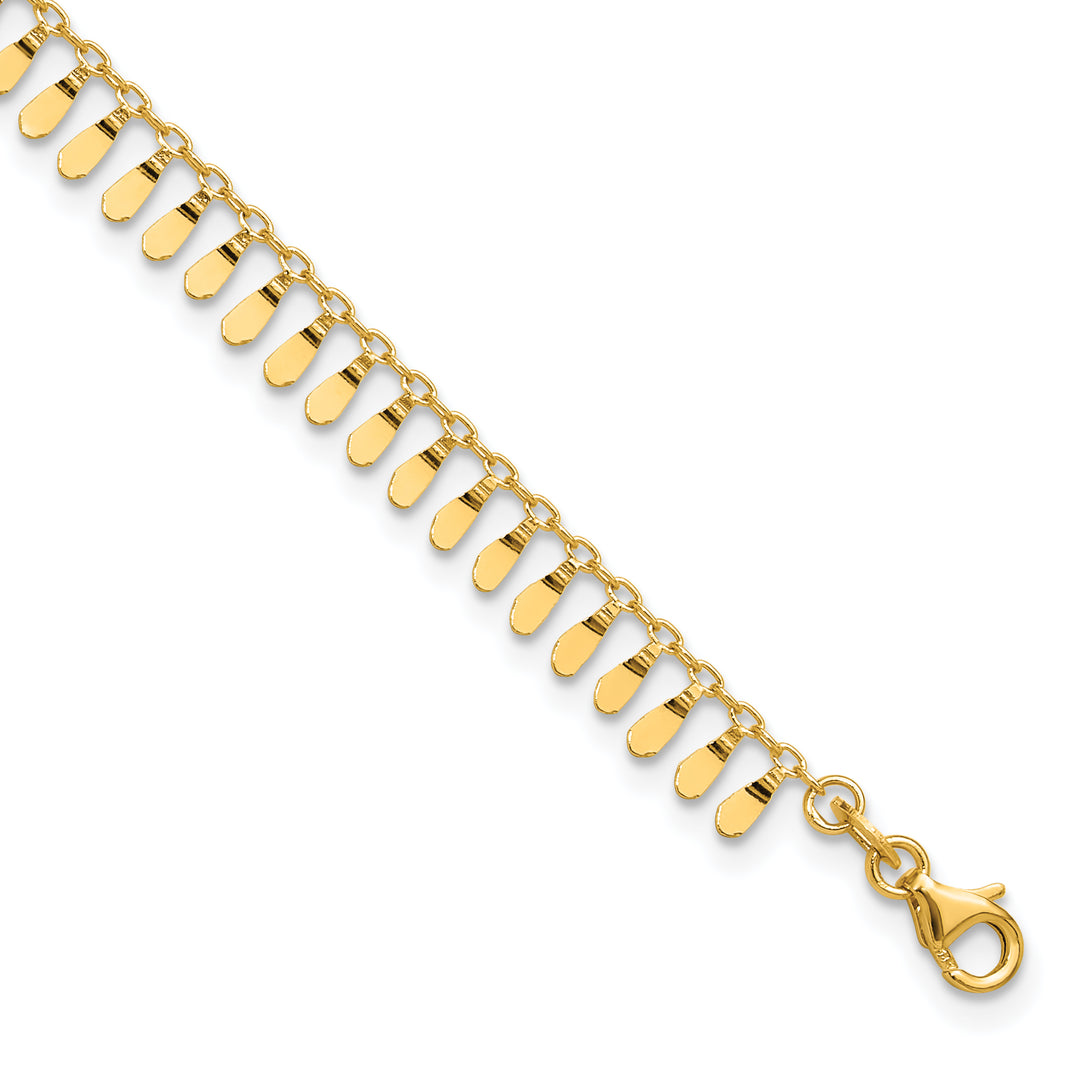 14K Polished Fancy 9in Plus 1 in ext. Anklet