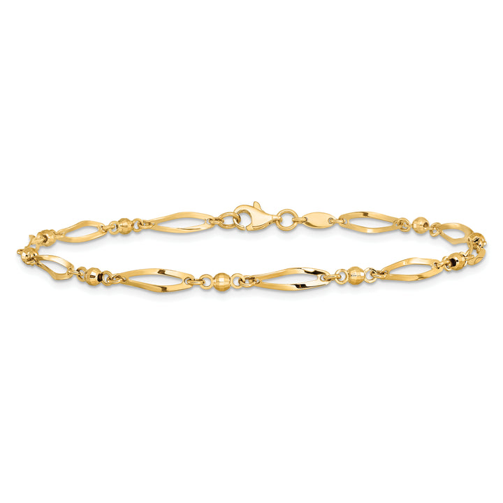 14k Polished and Diamond-cut 9in  Anklet