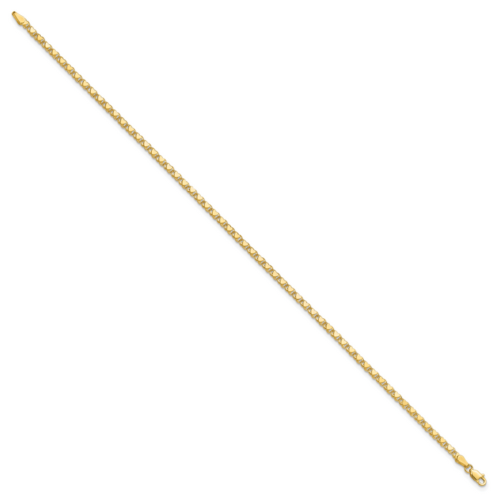 14k Polished Double-Sided Heart 10in Anklet