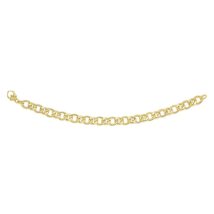 14K Gold Alternating Heritage Link Bracelet