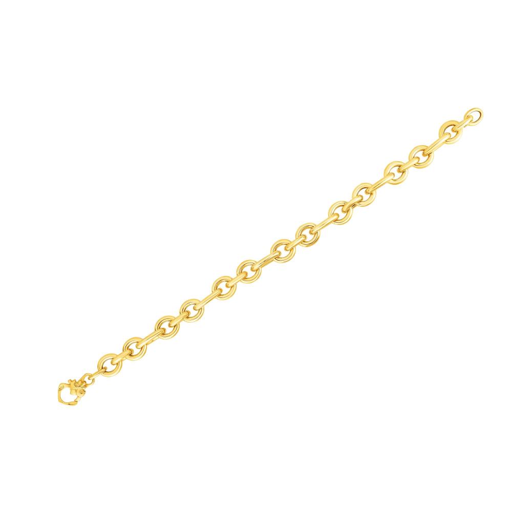 14K Gold Three Round & One Oval Heritage Link Bracelet