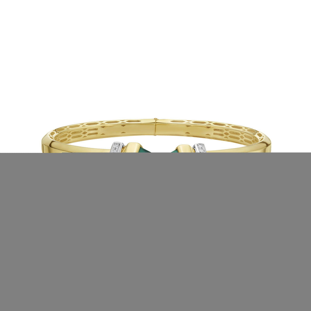 14K Green Pyrmid Art Deco Cuff