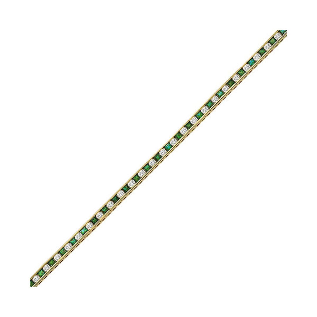 14Kt Yellow Gold Diamond 2 5/8Ctw & Emerald 3 1/2Ctw Bracelet